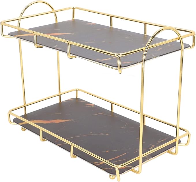 Bathroom Shelf 2 Tier Standing Storage Rack Cosmetic Holder Gold (l)