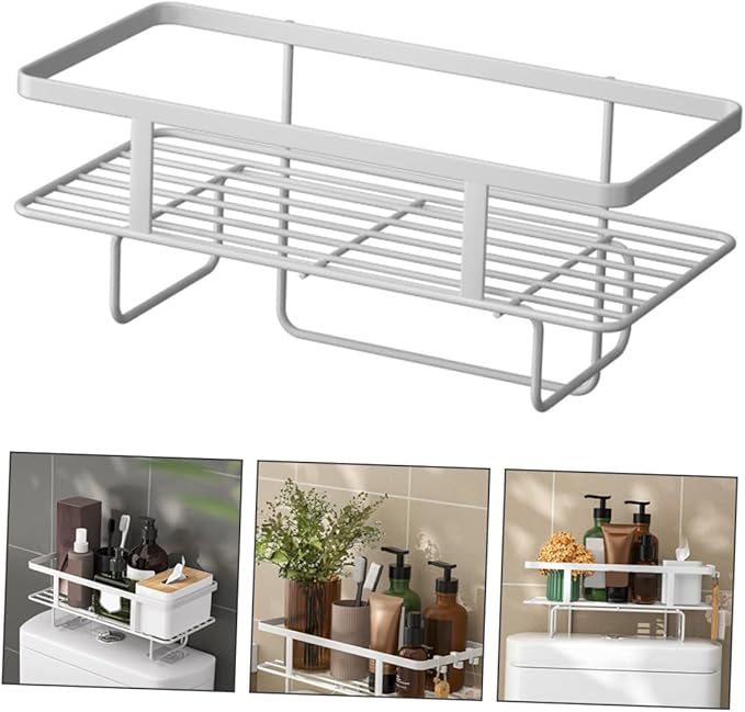 PRETYZOOM Bathroom Storage Organizer Over The Toilet Shelf Space Saver Carbon Steel Rack Easy Install Wall Mount Storage Holder
