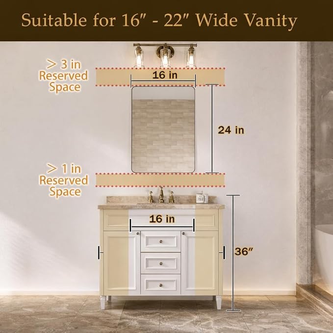 16x24 Inch Bathroom Medicine Cabinet with Mirror, Partition Storage for Tall Bottles, Recessed or Surface Mount Wall Cabinet, 110° Soft Close Hinge, Pre-Assembled, Matte Black, w/Hardware