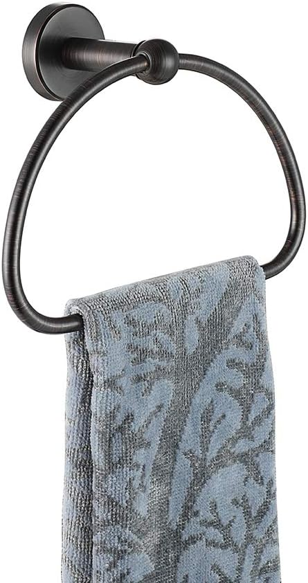 JQK Towel Ring Oil Rubbed Bronze, Stainless Steel Half Ring Towel Holder for Bathroom, 7 Inch ORB Wall Mount, TR160-ORB