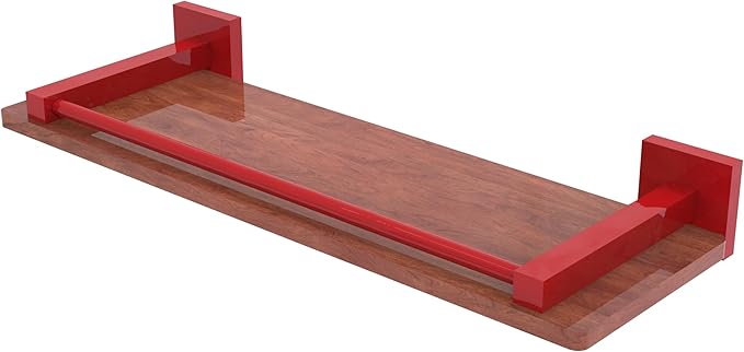 Allied Brass MT-1-16-GAL-IRW-FER Montero Collection 16 Inch Solid IPE Ironwood Shelf with Gallery Rail, Fire Engine Red