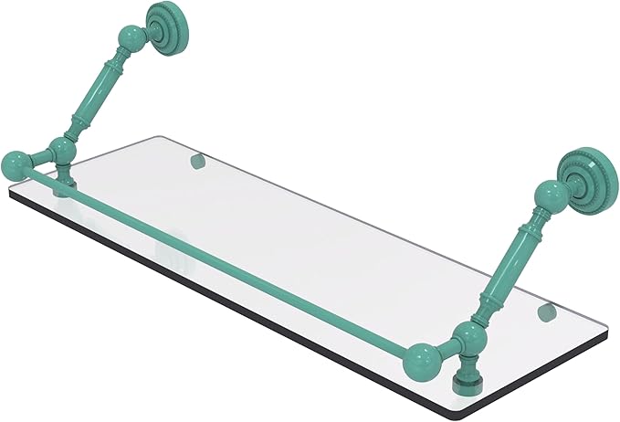 Allied Brass DT-1-24-GAL-SFG Dottingham 24 Inch Floating Glass Shelf with Gallery Rail, Sea Foam Green