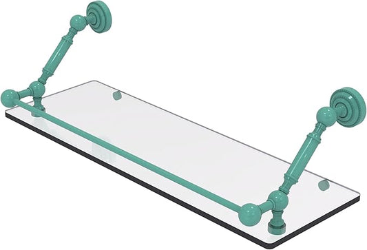 Allied Brass DT-1-24-GAL-SFG Dottingham 24 Inch Floating Glass Shelf with Gallery Rail, Sea Foam Green