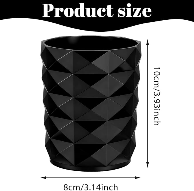 Acrylic Makeup Brush Holder Organizer, Black Makeup Brush Organizer, Stylish Pencil Holder for Desk, Cosmetics Brushes Cup Storage with Texture, Desk Accessories for Office, School, Home