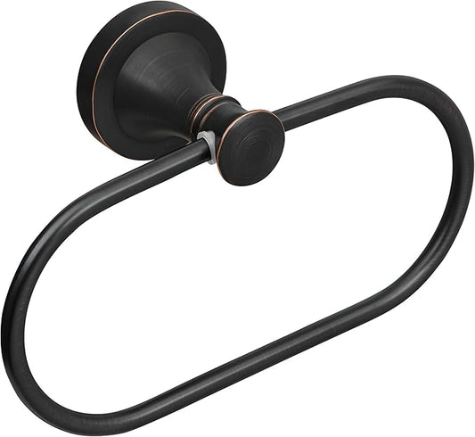 Bronze Bathroom Hand Towel Holder, ORB Towel Ring Holder, Wall Mounted Oval Towel Rack Hanger Home Half Round Bathroom Hardware Accessory Modern