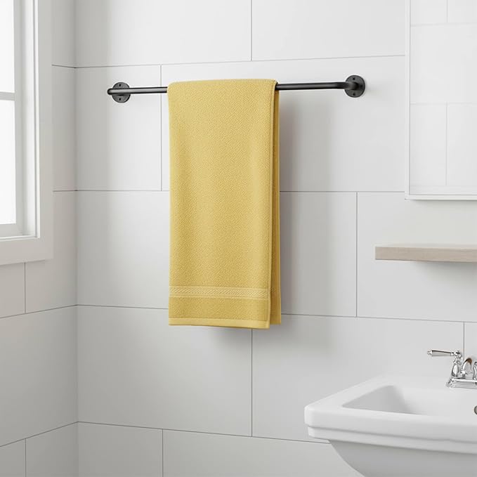 2 Packs Towel Bar 16-Inch Black Stainless Steel, Wall Mounted Bathroom Towel Rack with Mounting Screws, Rustproof
