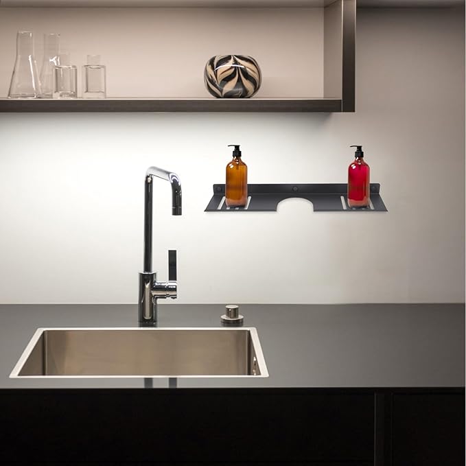 TOYANDONA Sink Bathroom Shelf Organizer 50cm Gunmetal U-Shaped No-Drill Wall-Mounted Bathroom Sink Tray Storage and Counter Organization