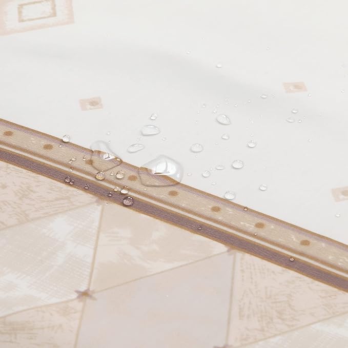 Corinthia Beige Polyester Fabric Cream Printed Elegant Cloth Shower Curtain,Contemporary Ivory Decorative Waterproof Modern Bathroom Curtains,Extra Wide 108" W x 72" L