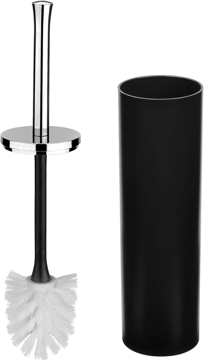 Bathroom Accessories Set 6 Piece - Trash Can, Toothbrush Holder, Toothbrush Cup, Soap Dispenser, Soap Dish, Toilet Brush Holder - Modern Bathroom Decor Set (Black)