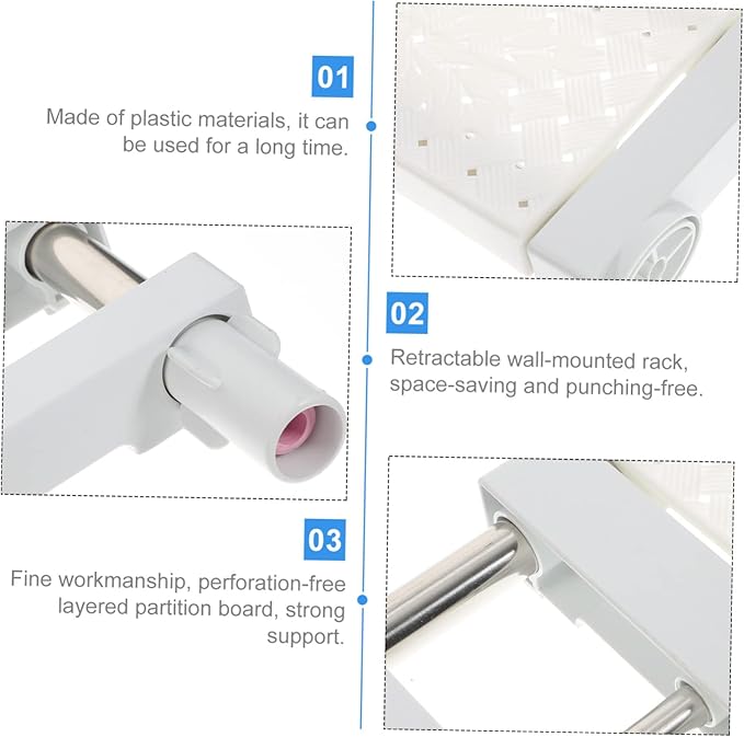 Bathroom Shelves Wardrobe Storage Rack Retractable Shelf Easy Install Wall Bracket Closet Storage