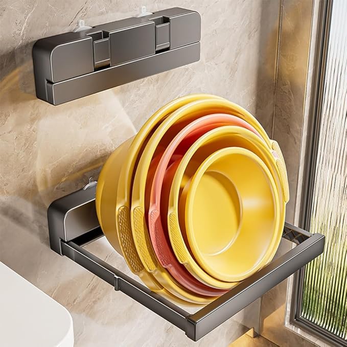 Telescopic Suction Cup Storage Rack for Bathroom - Foldable Wall-mounted Shelf with Strong Adhesion, Space-saving Design for Tiles and Glass