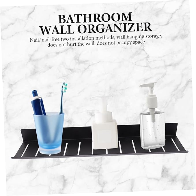 Garneck Black Space Aluminum Wall Mounted Bathroom Organizer Shelf Nail Wall Storage Rack for Living Bedroom Office Space Saving Bathroom Shelves