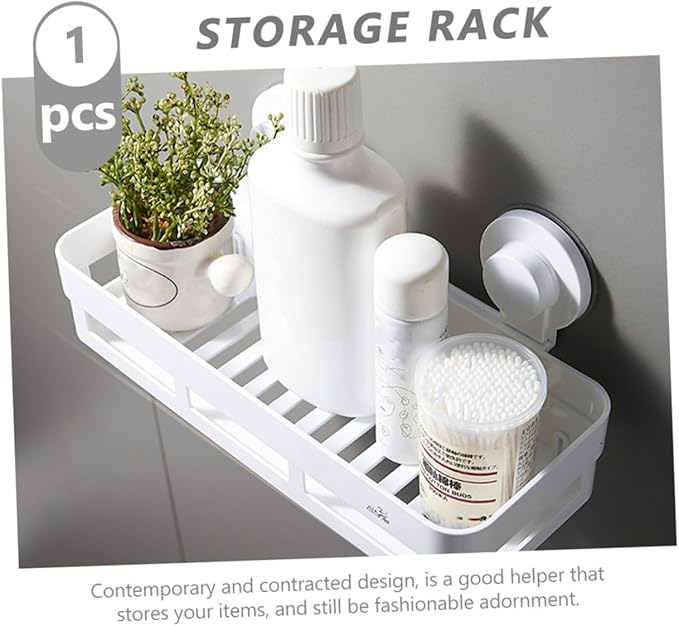PRETYZOOM Bathroom Wall Rack Plastic Shelf Toilet Hanging Shelf Organizer Punch Storage Rack