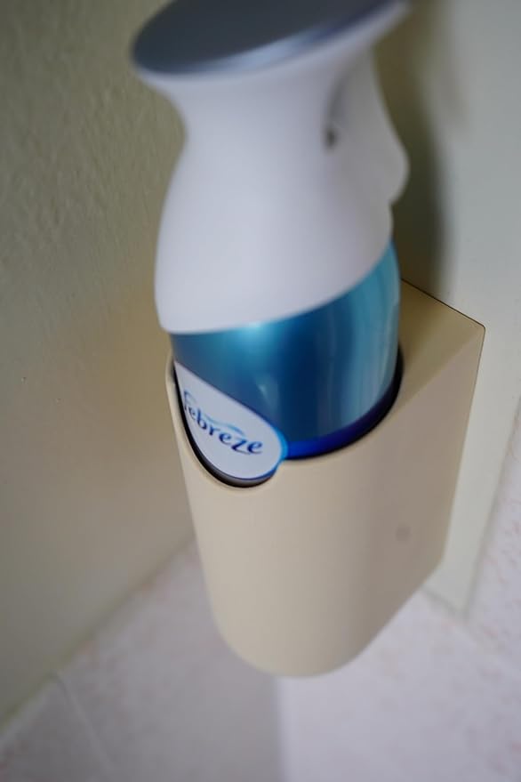 Wall Mount Holder for Febreze Air Freshener Spray Bottles, Bathroom Organizer and Toilet Tank Shelf, Space Saving Slide-in Installation (Yellow)