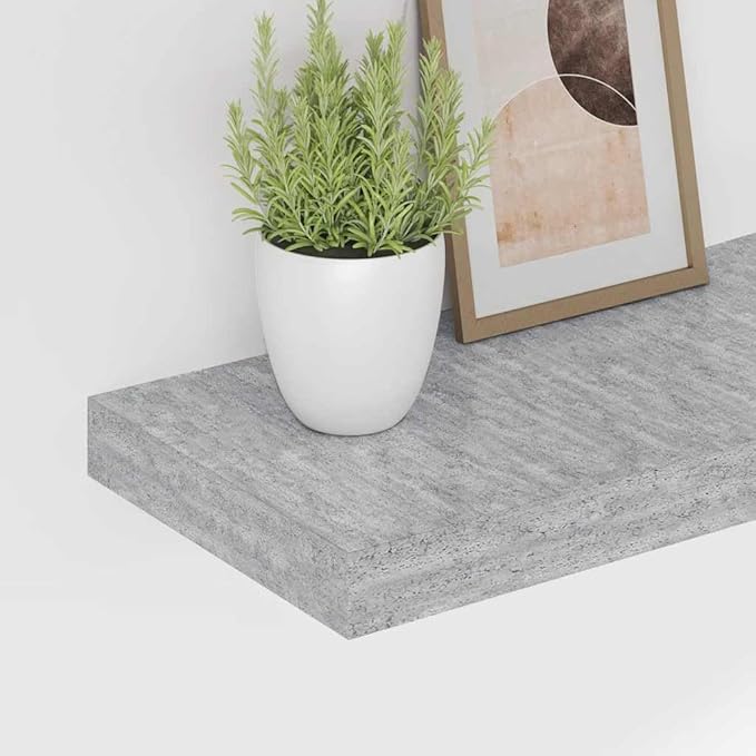 Floating Wall Shelf, Modern Honeycomb Geometric Display Shelf, Concrete Grey MDF Wall Mounted Storage Organizer for Books, Plants, Collectibles, 23.6-inch Square