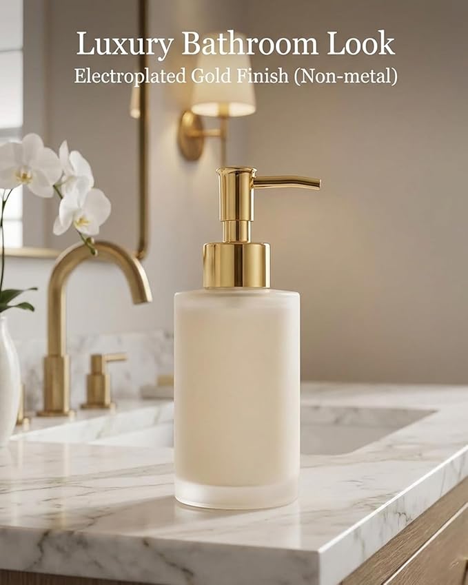 2-Pack Soap Dispenser Pumps Replacement, Universal Lotion & Soap Pump Heads for Standard 28/400 Bottle Neck, Gold Finish (Fits 26mm-28mm/ 1.02-1.10 inch)