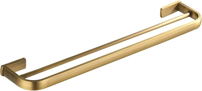 Flybath Double Towel Bar Rail Brass Antique Towel Holder Rack Wall Mounted, Brushed Brass