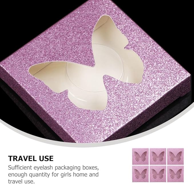 DOITOOL Square Eyelash Box with Lash Tray Butterflies Design False Eyelash Case Compact Storage Organizer for Makeup 2.83X2.83X0.47In Set of 10