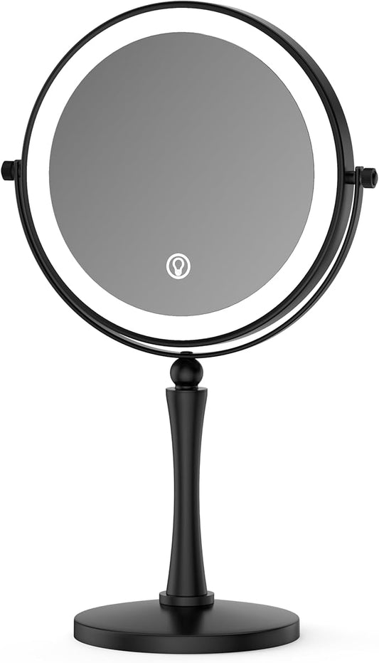 GURUN 8-inch Makeup Mirror with Lights, 1X/20X Magnification Mirror, 3 Color LED Lighting Dual-Sided Vanity Mirror, Touch Control, Ideal Gift for Women M2310D(8in,20X)
