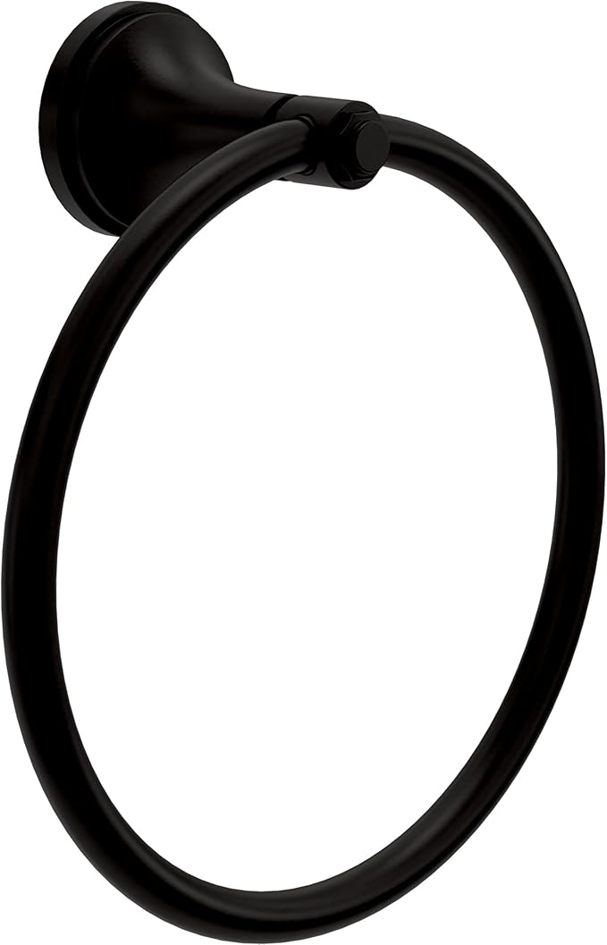 Franklin Brass Woodruff (1-Pack) Hand Towel Holder Matte Black Towel Racks for Bathroom Wall Round Towel Ring Holder for Bath Towel Hanger for Kitchen, Bathroom Accessories WDRF46-MB