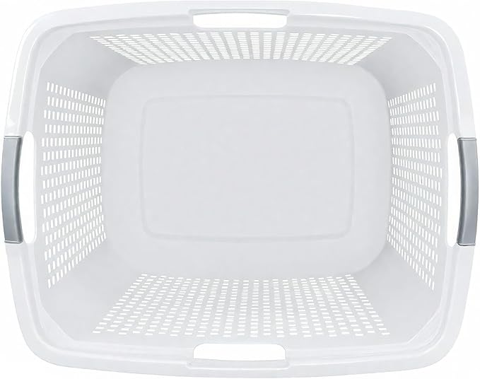 2.5 Bushel White Laundry Basket – Comfortable Built-in Handles, Lightweight for Carrying Dirty/Laundry Clothes, Great for Bedroom, Bathroom & Laundry Room