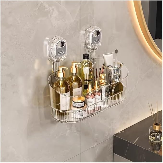 Bathroom Shelves Suction Cup Bathroom Shelf Wall Mounted Storage Box Vanity Shelf Bathroom Organizers and Storage