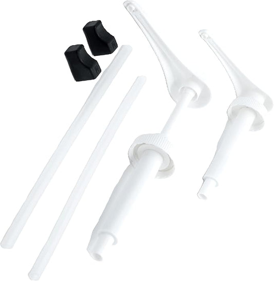 Gallon Pump Dispenser (Pack of 2). Extra Long Spout. Leak Proof. 10ml (2 Teaspoons) per Stroke. FDA Compliant. BPA Free. Product of Bayside Traders®