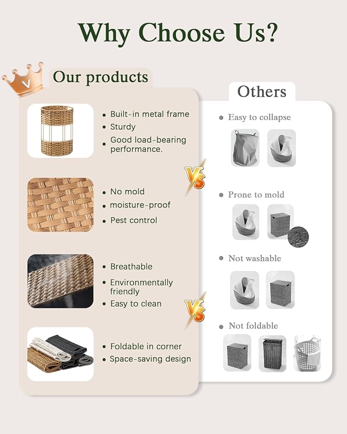 SETVSON Laundry Basket Round Rattan Laundry Hamper 29.1 Gal(110 L) Handwoven Large Wicker Basket with Handles, Wicker Hamper with Removable Bags and 2 Mesh Bags for Bathroom Living Room Gray(No Lid)