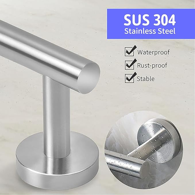 24 Inch Towel Bar, Towel Racks for Bathroom, SUS304 Stainless Steel Towel Bar for Bathroom Wall, Sturdy Towel Holder Bathroom Accessories (Silver)