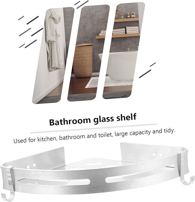 Cabilock Punch Triangle Wall Mounted Rack Storage Shelf for Bathroom and Kitchen Silver Design for Efficient Space Utilization