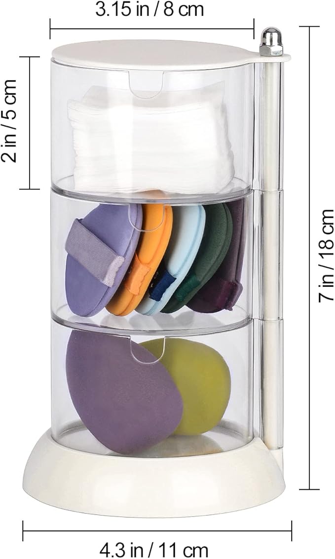 JessLab 3 Layer Clear Jewelry Organizer, 360?? Rotatable Acrylic Hair Accessory Organizer, Hair Clip and Tie, Earring Holder Storage for Bathroom Vanity Countertop