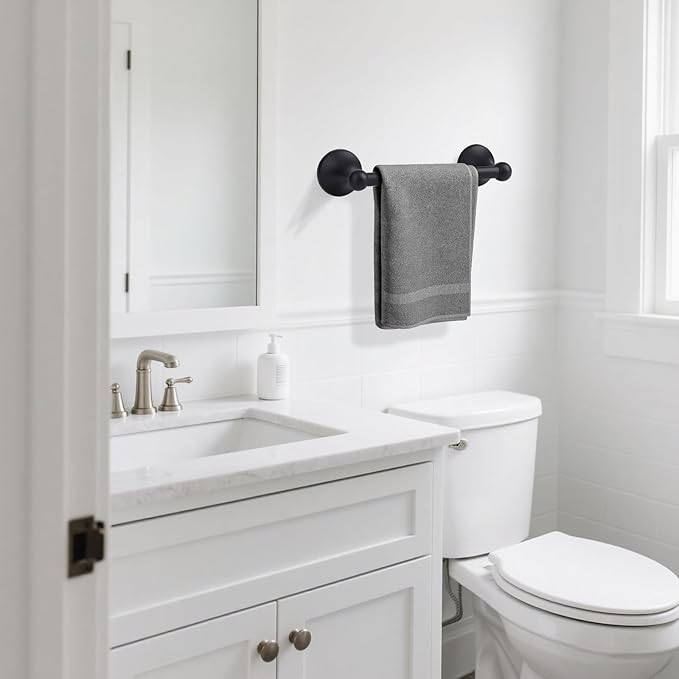 Antique Hand Towel Bar 9 Inch Matte Black for Bathroom,Hand Towel Holder,Vintage Bathroom Accessories Towel Ring, Wall Mounted,Towel Hanger for Bathroom