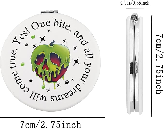 BEKECH Villains Poison Compact Mirror Snow W Poison Makeup Mirror Evil Witch Cosplay Mirror Gift