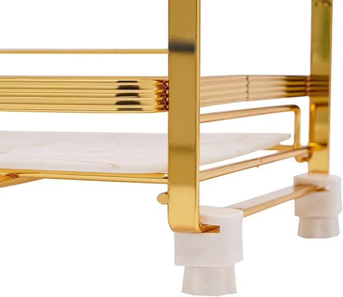 LYNICESHOP 3 Tier Bathroom Countertop Organizer, Gold and White Modern Vanity Organizer with Small Storage Baskets, Skincare, Perfume - Spaace Saving, Easy Assembly, Non-Slip (12.6x6.5in)