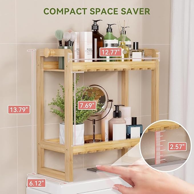 Bamboo Over The Storage Shelf 2-Tier Home Storage Rack for Small Bathroom (Double Storage Rack)