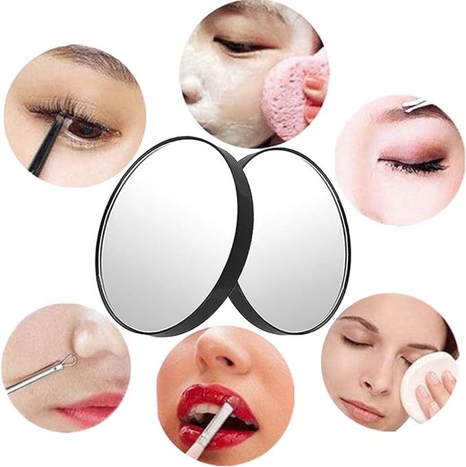 TTSAM 10X Magnifying Makeup Mirror, Round Mirror 2 Suction Cups Facial Makeup Cosmetic Absorption Shaving Home Makeup Travel Essential(Diameter 3.46 inches)