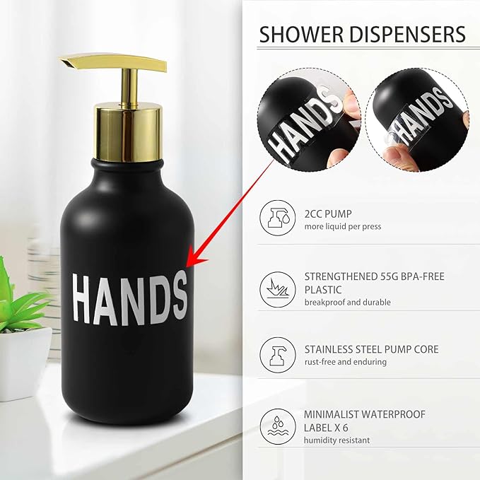 XLHOMO 25PCS Black Bathroom Accessories Sets Complete, with Shower Curtain, Rugs, Trash Can and Toilet Brush, Soap Dispenser, Toothbrush Holder and Cup, Soap Dish, Qtip Holder, Bathroom Decor Sets