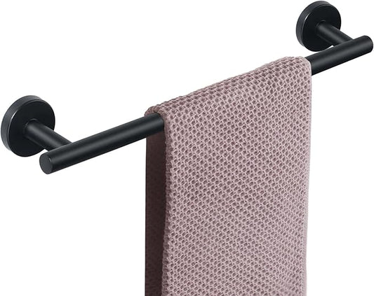 NearMoon Bath Towel Bar, Thicken Stainless Steel Shower Towel Rack Holder Wall Mounted for Bathroom, 18-lnch Overall Length-16-lnch Usable Hanging Space (2 Pack, Matte Black)