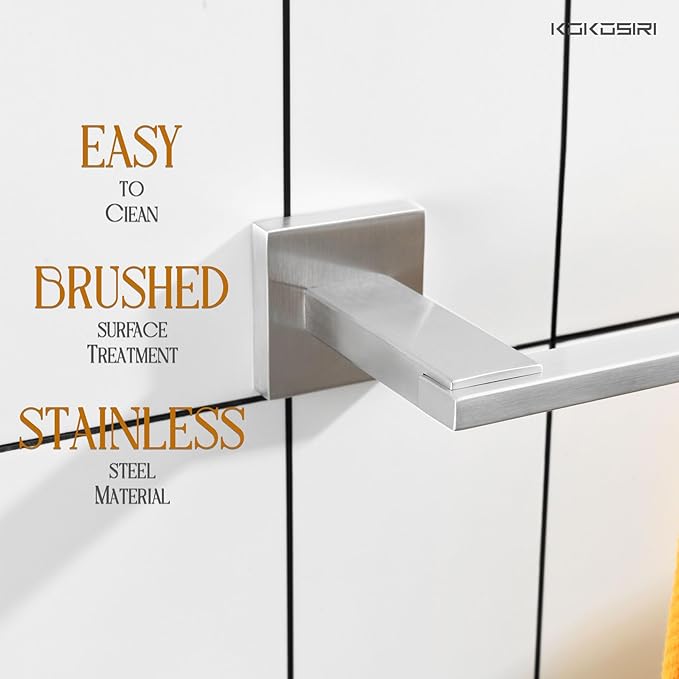 KOKOSIRI Bathroom Towel Holder 12 Inch Bath Towel Bars Kitchen Towel Hanger Necklace Holder Bathroom Accessories Stainless Steel Wall Mounted Brushed Nickel B4006BR-L12
