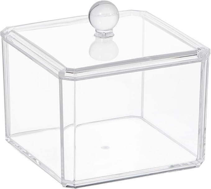 dedoot Plastic Drawer Organizer, Clear Acrylic Vanity Desk Storage and Organizer, Bathroom Display Storage Container with Lid for Jewelry, Small Items 3.74x3.54X2.55 Inch