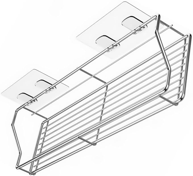 Punch Storage Rack Double Stainless Steel Organizing Shelf for Bathroom Kitchen Easy to Clean Convenient Wall Mounted Storage