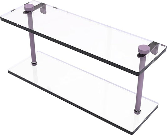 Allied Brass NS-2/16-LVN 16 Inch Two Tiered Glass Shelf, Lavender