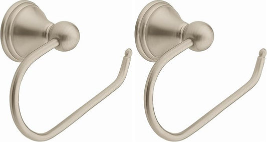 Moen Preston Collection Spot Resist Brushed Nickel Single Post Toilet Paper Holder, Wall Mounted Toilet Roll Holder, DN8408BN (Pack of 2)
