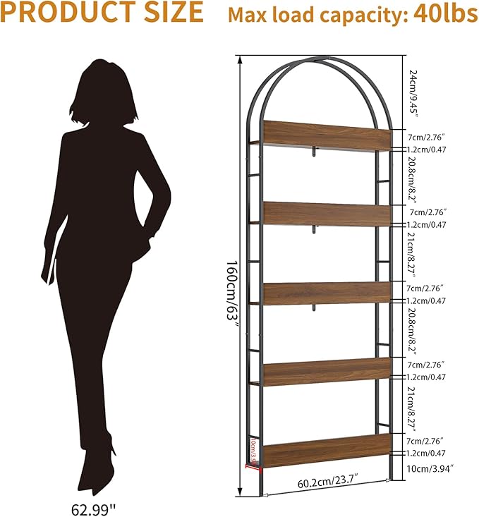 Behind The Door Storage, 5-Tier Narrow Bathroom Shelf, Slim Space-Saving Storage Organizer, Freestanding Shelving Unit for Laundry Room, Pantry, Kitchen, Closet & Small Spaces