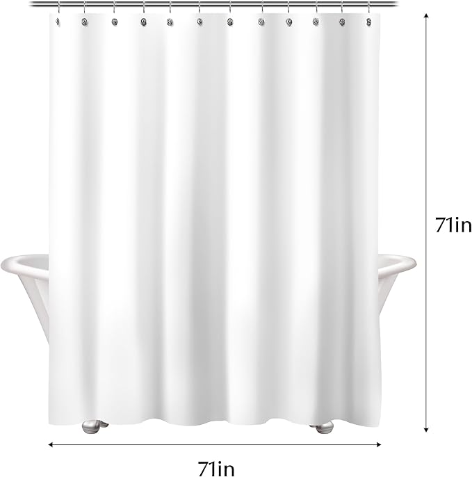 Sunlit Design Simple Style Blue and Gray Flower Blossoms Fabric Shower Curtains for Bathroom Decor with White Background, Machine Washable