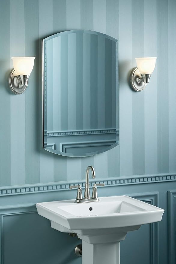 Kohler 3073-NA Archer 20" W x 31" H Aluminum Single-Door Bathroom Medicine Cabinet with Mirror, Recessed or Surface Mount Bathroom Wall Cabinet, Beveled Edges