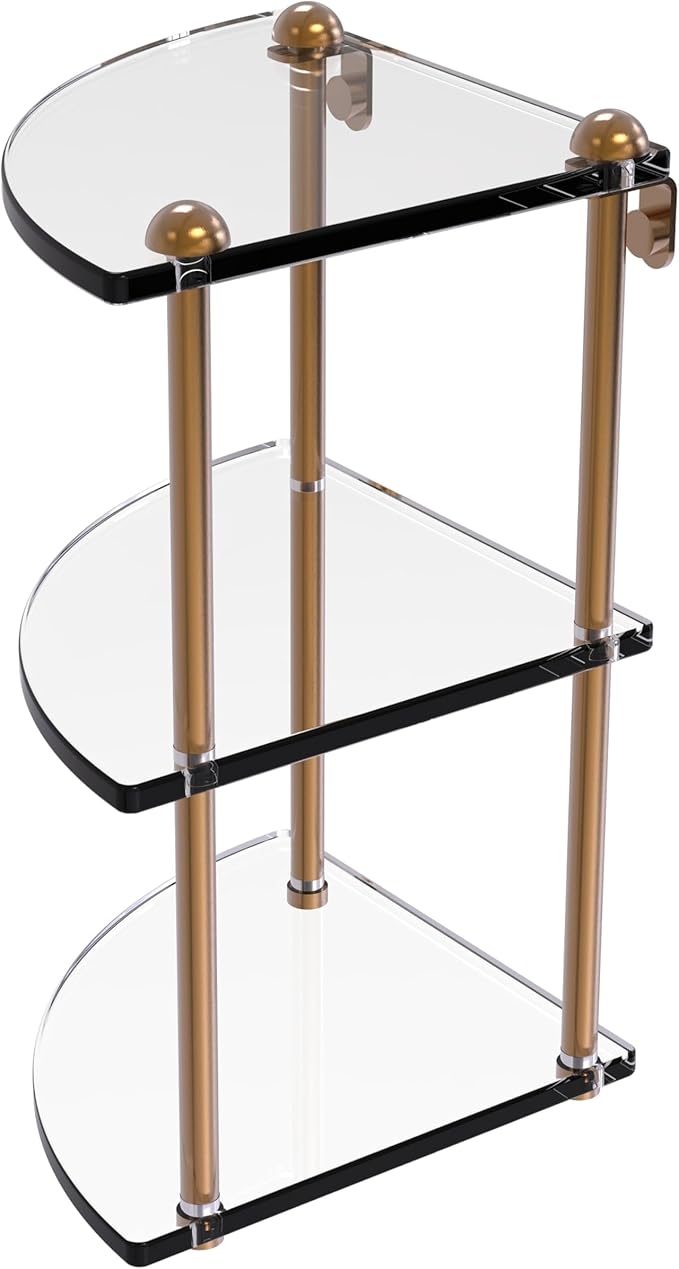 Allied Brass RC-6-BBR Three Tier Corner Glass Shelf, Brushed Bronze