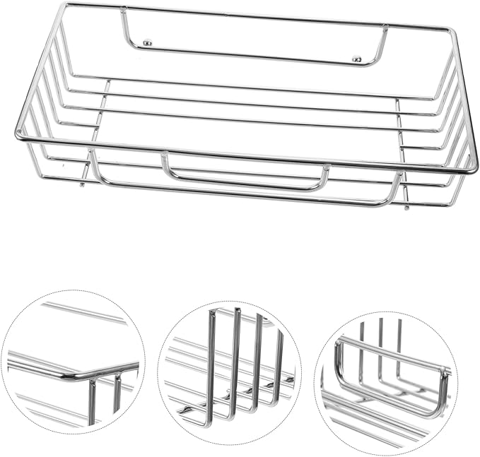 Hemobllo Multi Functional Stainless Steel Wall Shelf for Bathroom Kitchen Easy Installation Space Saving Storage Rack for Toiletries Shampoo and Items Stylish Design