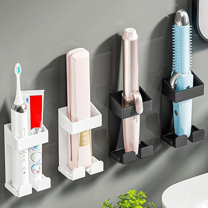 Ejoyous Curling Iron Holder, Stainless Steel Metal Hair Tool Holder Wall Mount Straightener Shelves Organizer Bathroom Shelf for Shaver, Toothpaste, Toothbrush and Remote Control