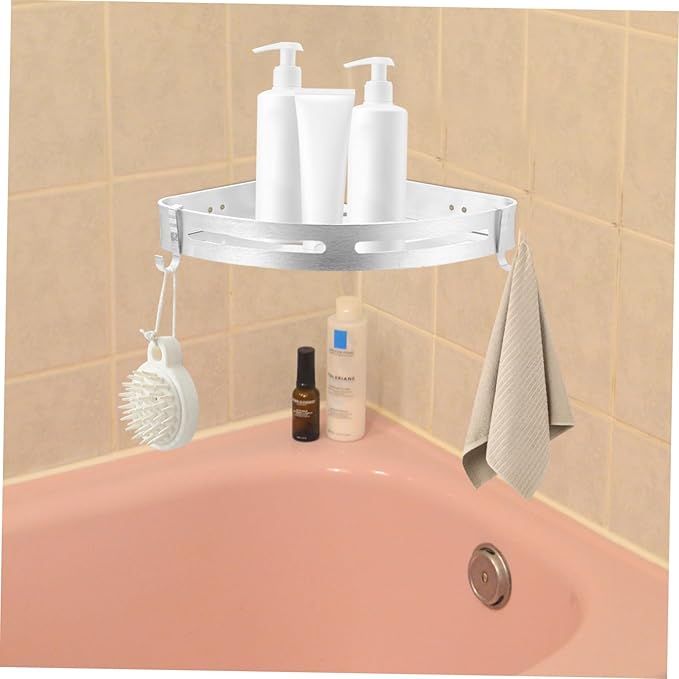 Punch Triangle Wall-Mounted Storage Rack Aluminum Shelf for Bathroom Kitchen Organization Silver Design for Efficient Space Utilization